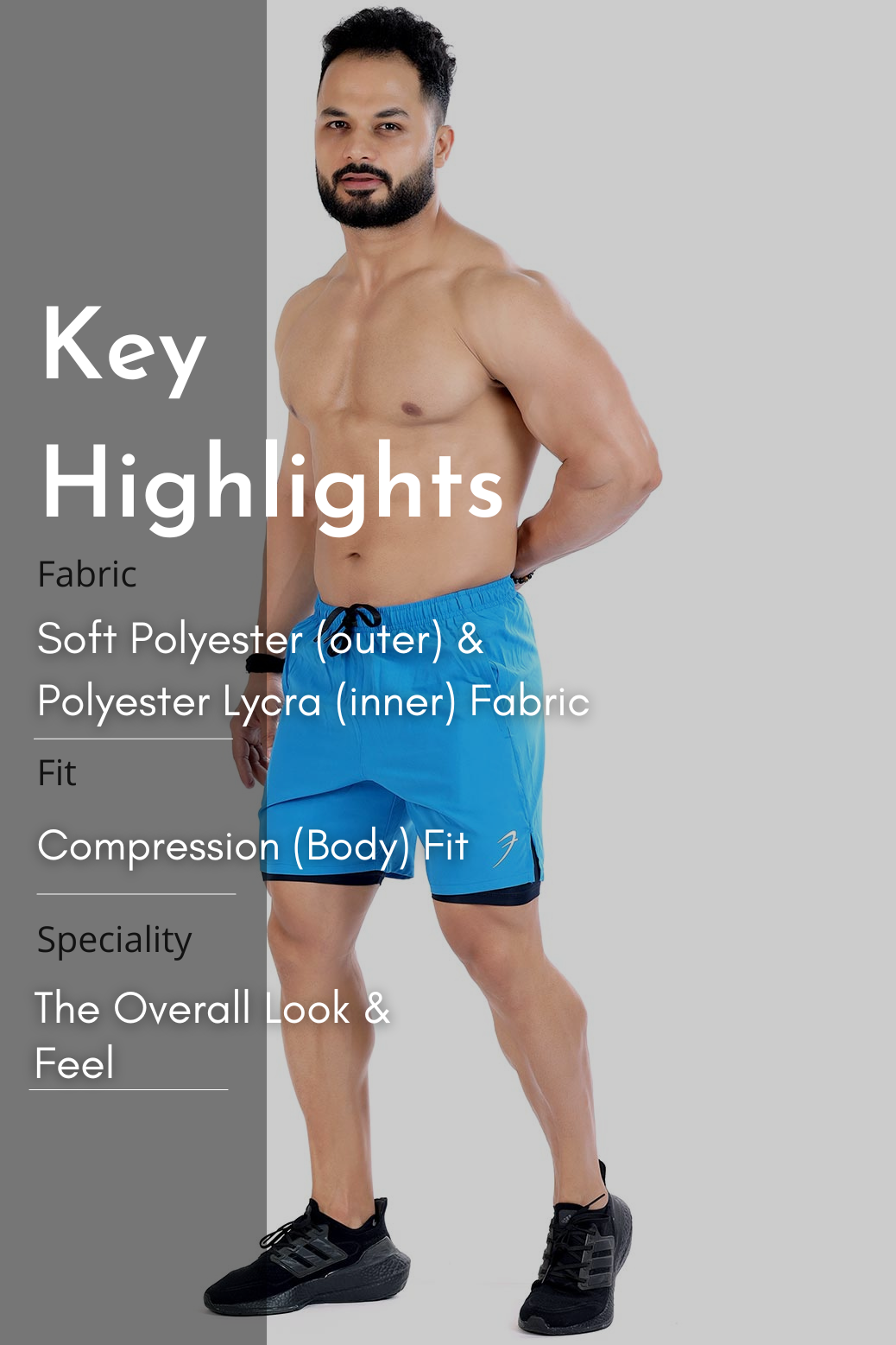 2 in 1 Compression Shorts Blue