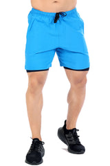 2 in 1 Compression Shorts Blue