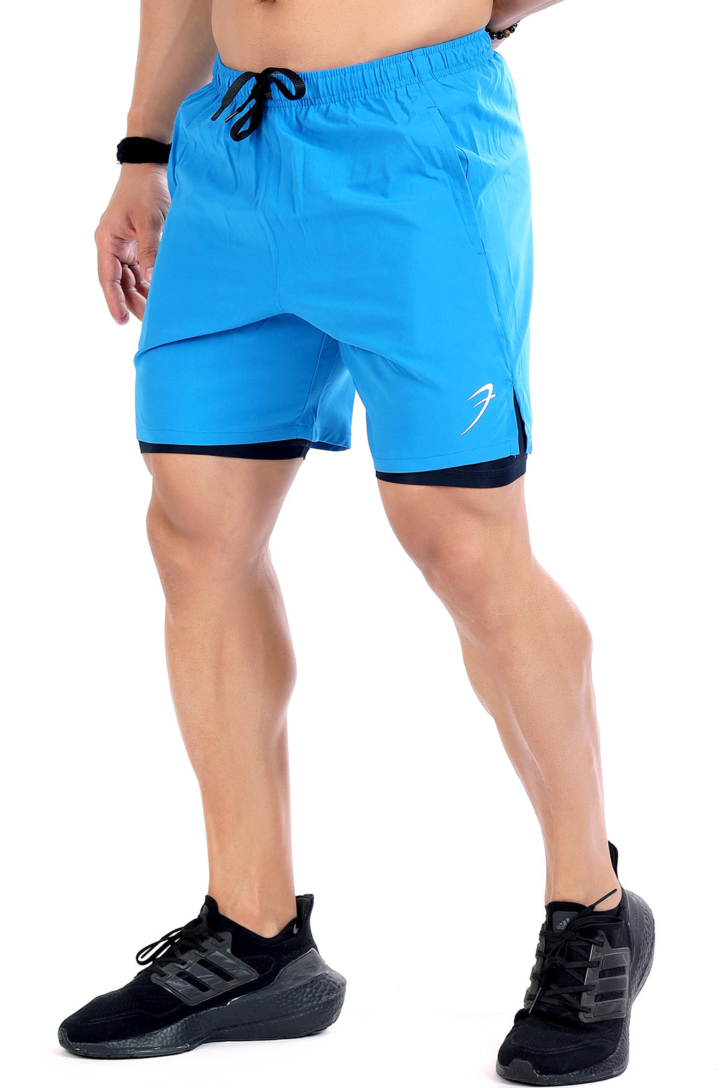 2 in 1 Compression Shorts Blue