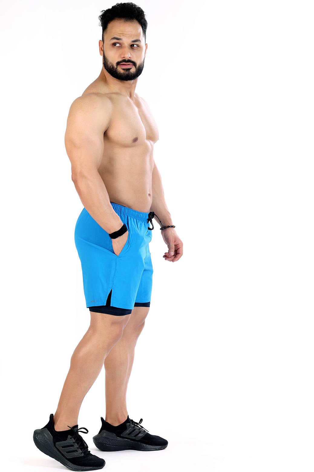 2 in 1 Compression Shorts Blue