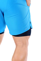 2 in 1 Compression Shorts Blue