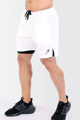 2 in 1 Compression Shorts White