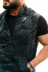 Camo Sleeveless Jacket Black