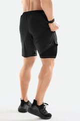 2 in 1 Compression Shorts Dark Grey